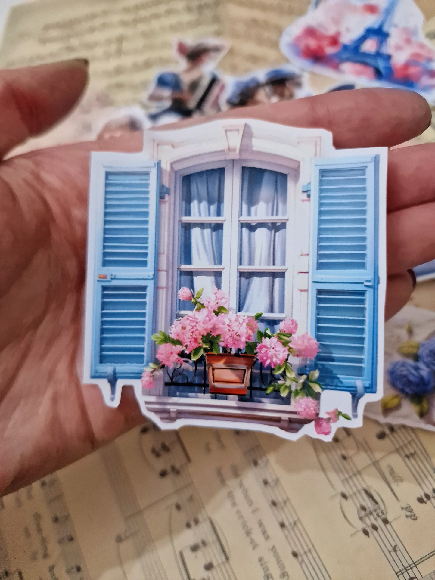 Lot de 14 stickers Romance Paris pour journal, scrapbooking, travaux manuels•
