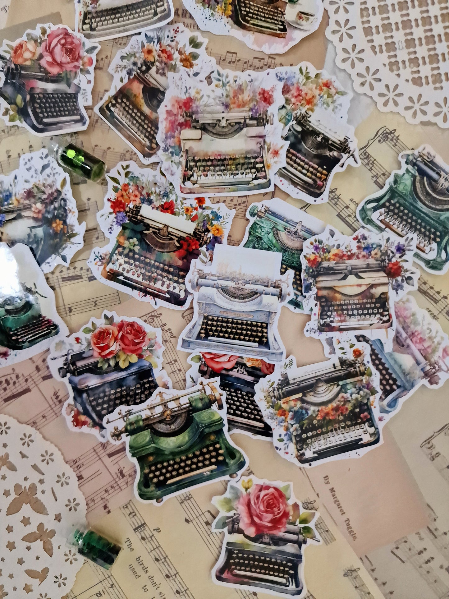 Lot de 15 autocollants d'écrivain de type fleur pour la journalisation | Cartes | Scrapbooking | Artisanat | Arts de la main •