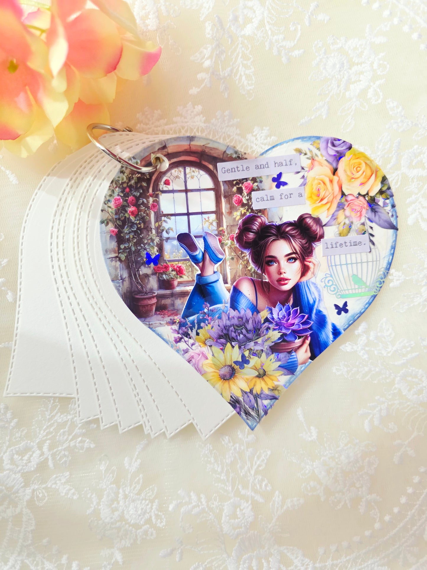 Heart-shaped blank journal 300/gsm on a metal ring – perfect forfor journaling| Scrapbooking | Crafts |creative project.