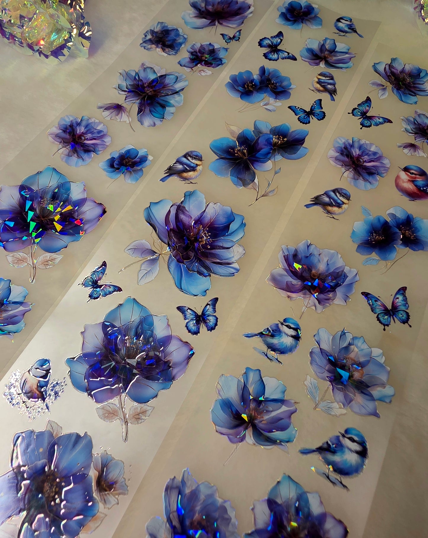 My DESIGN My DESIGN TAPE pour journal, scrapbooking, travaux manuels, boucle d'art à la main 100 cm*7 cm Blue Shining Flowers