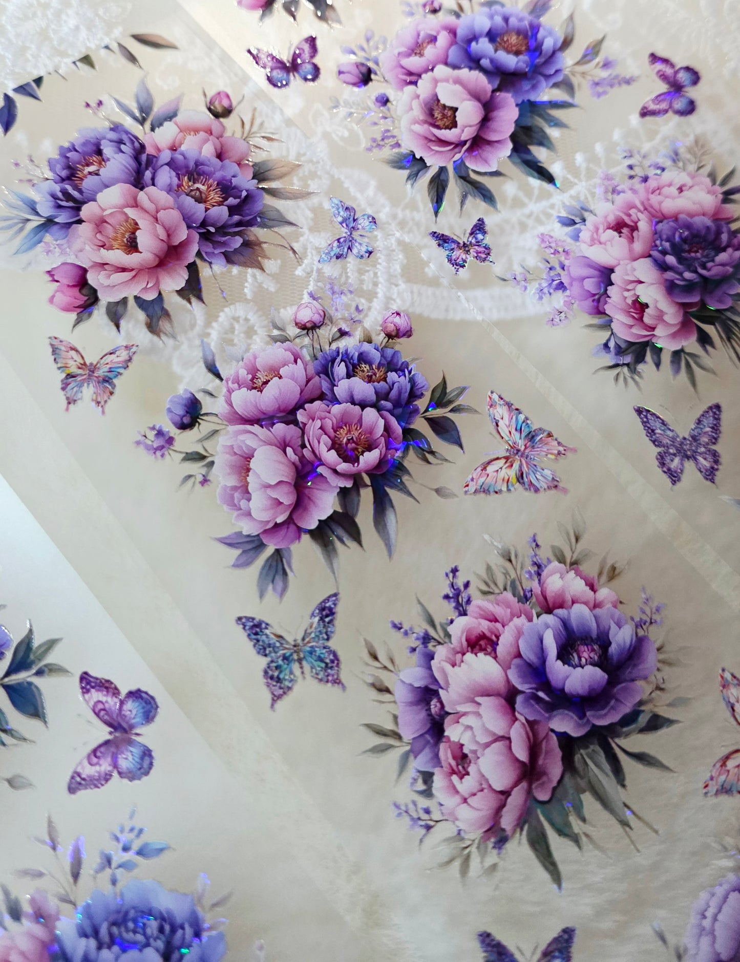 My DESIGN My PET TAPE pour journal, scrapbooking, travaux manuels, boucle d'art à la main 100 cm x7 cm, Shinning Peony Purple flowers