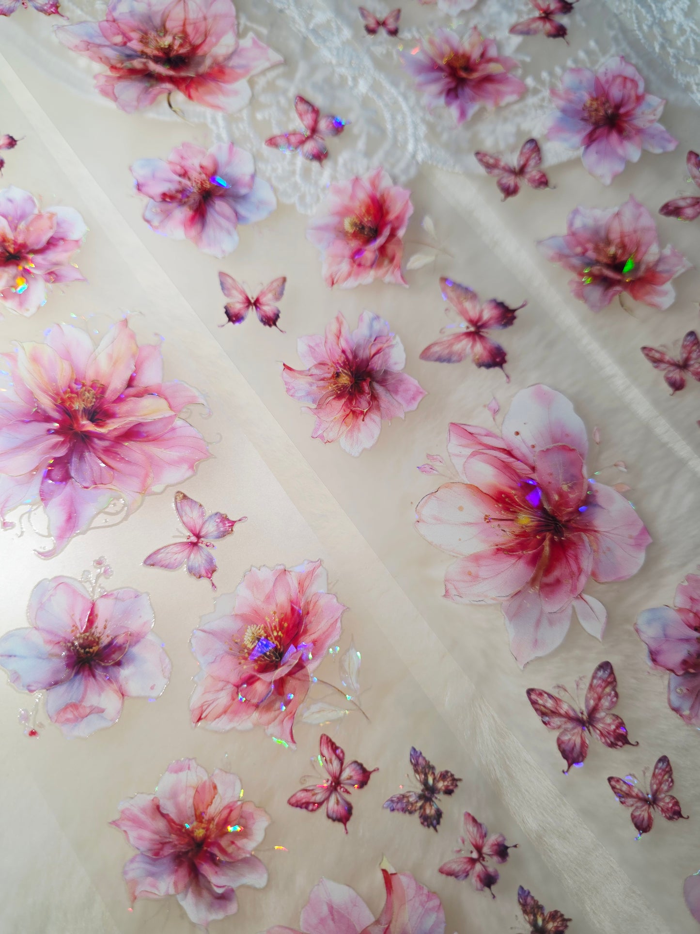 My DESIGN My PET TAPE pour journal, scrapbooking, travaux manuels, boucle d'art à la main 100 cm x7 cm, Shinning pink Cherry Blossom flowers
