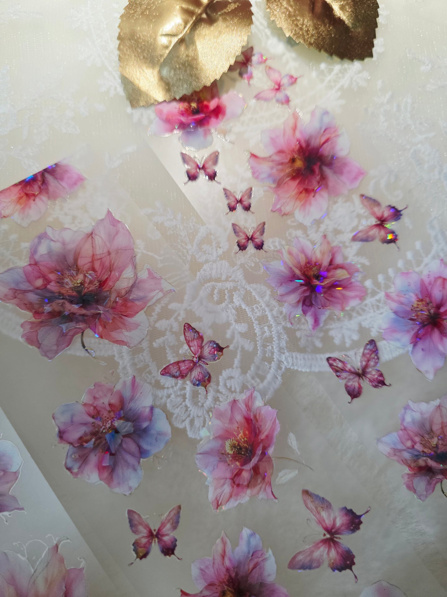 My DESIGN My PET TAPE pour journal, scrapbooking, travaux manuels, boucle d'art à la main 100 cm x7 cm, Shinning pink Cherry Blossom flowers