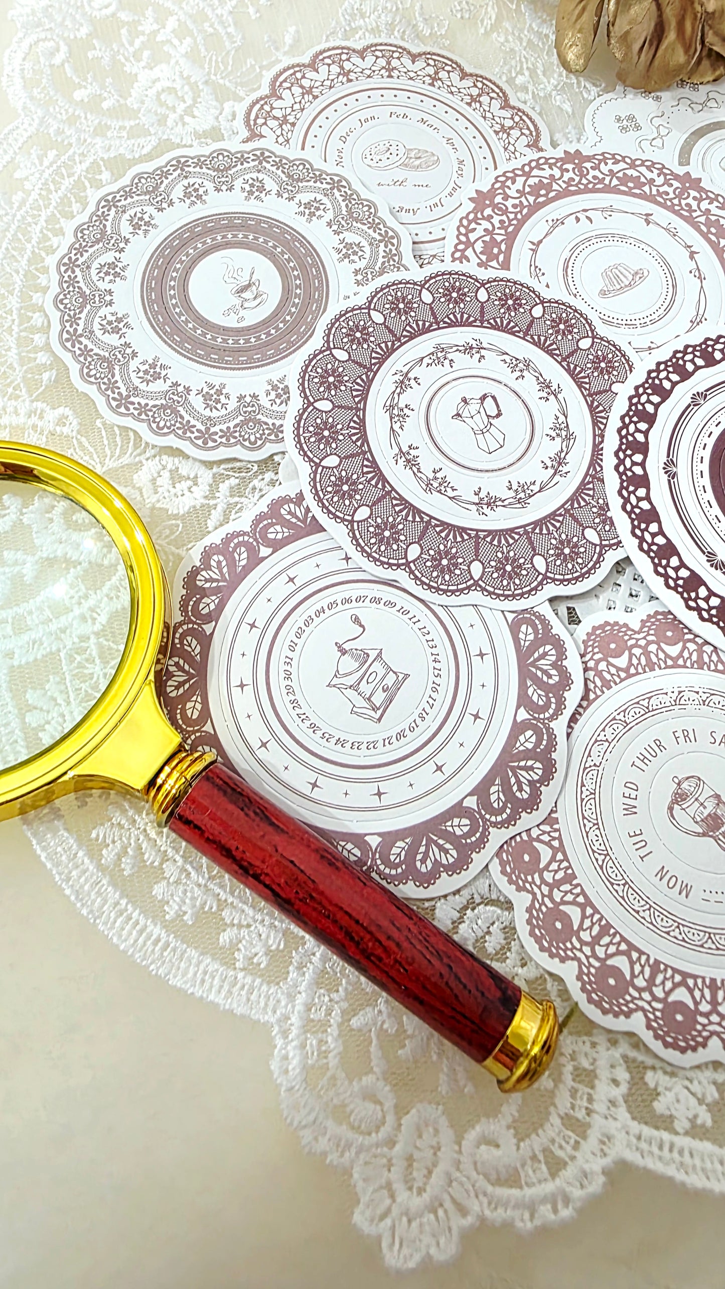 Circle frames Stickers pre cut ,Coffee theme for journaling, scrapbooking, Crafts, HandArts