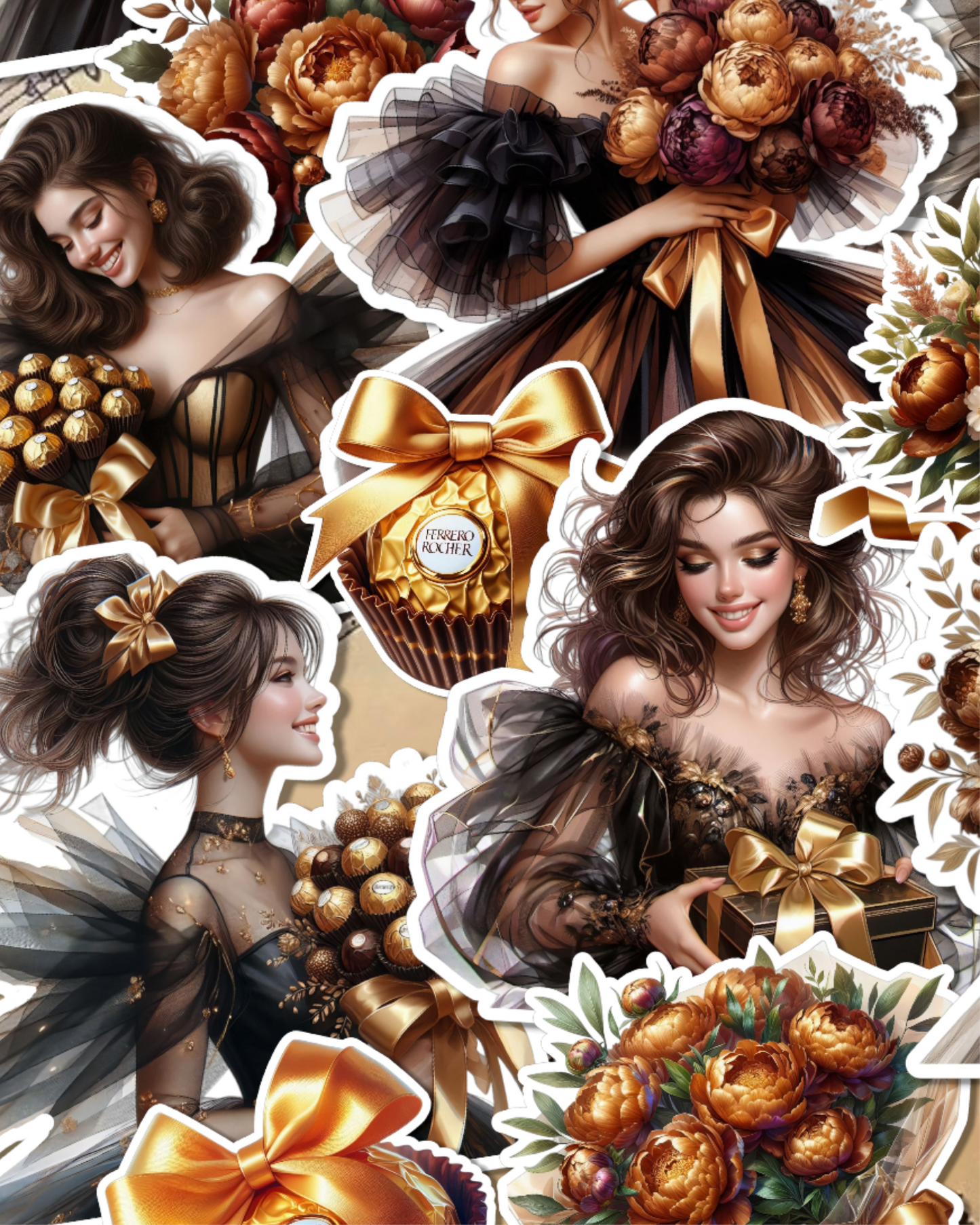 Lot de 17 stickers Chocolate Girl for journaling| Scrapbooking | Crafts| Hand Arts •