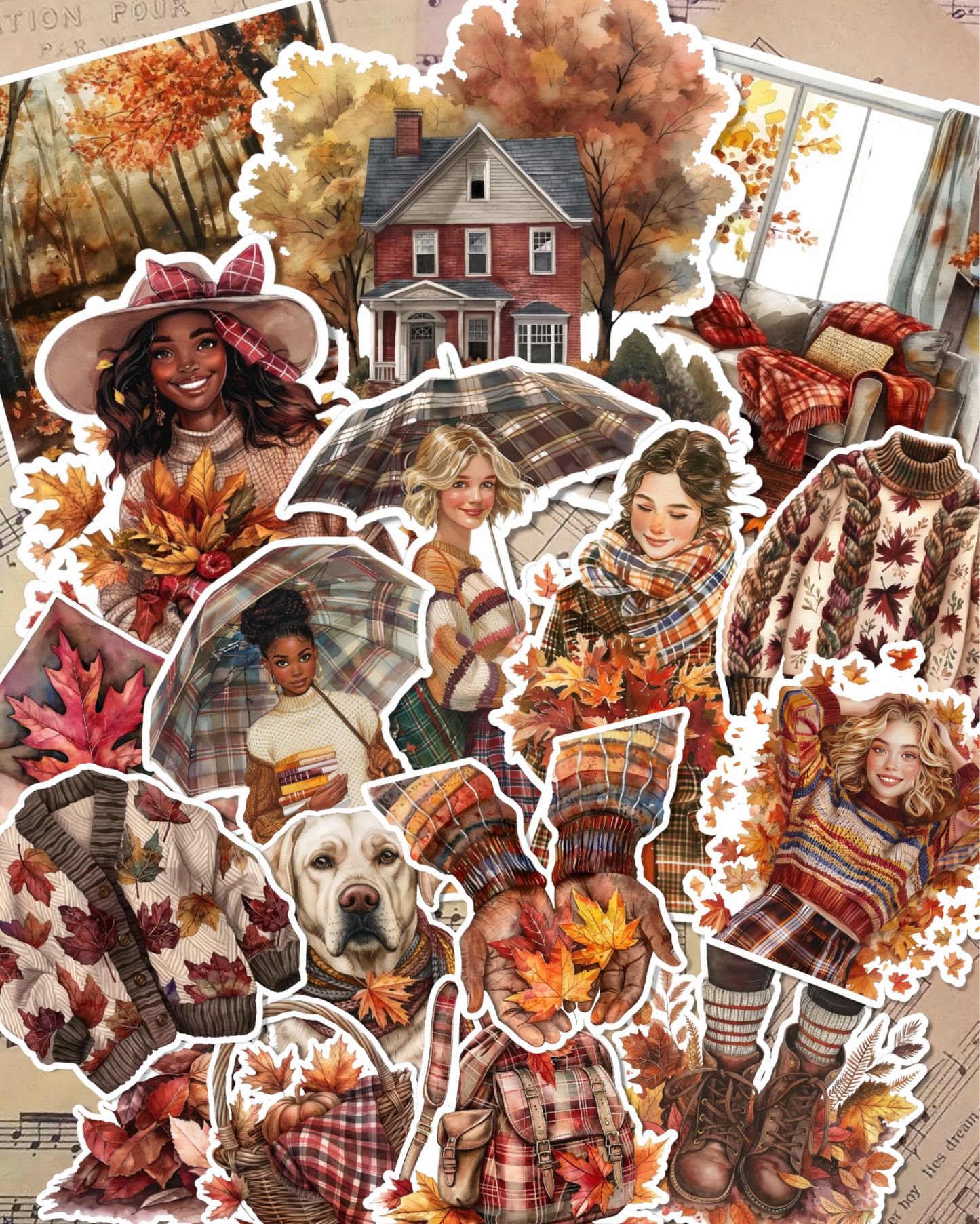Lot de 17 stickers Autumn vibes for journaling| Scrapbooking | Crafts| Hand Arts ••