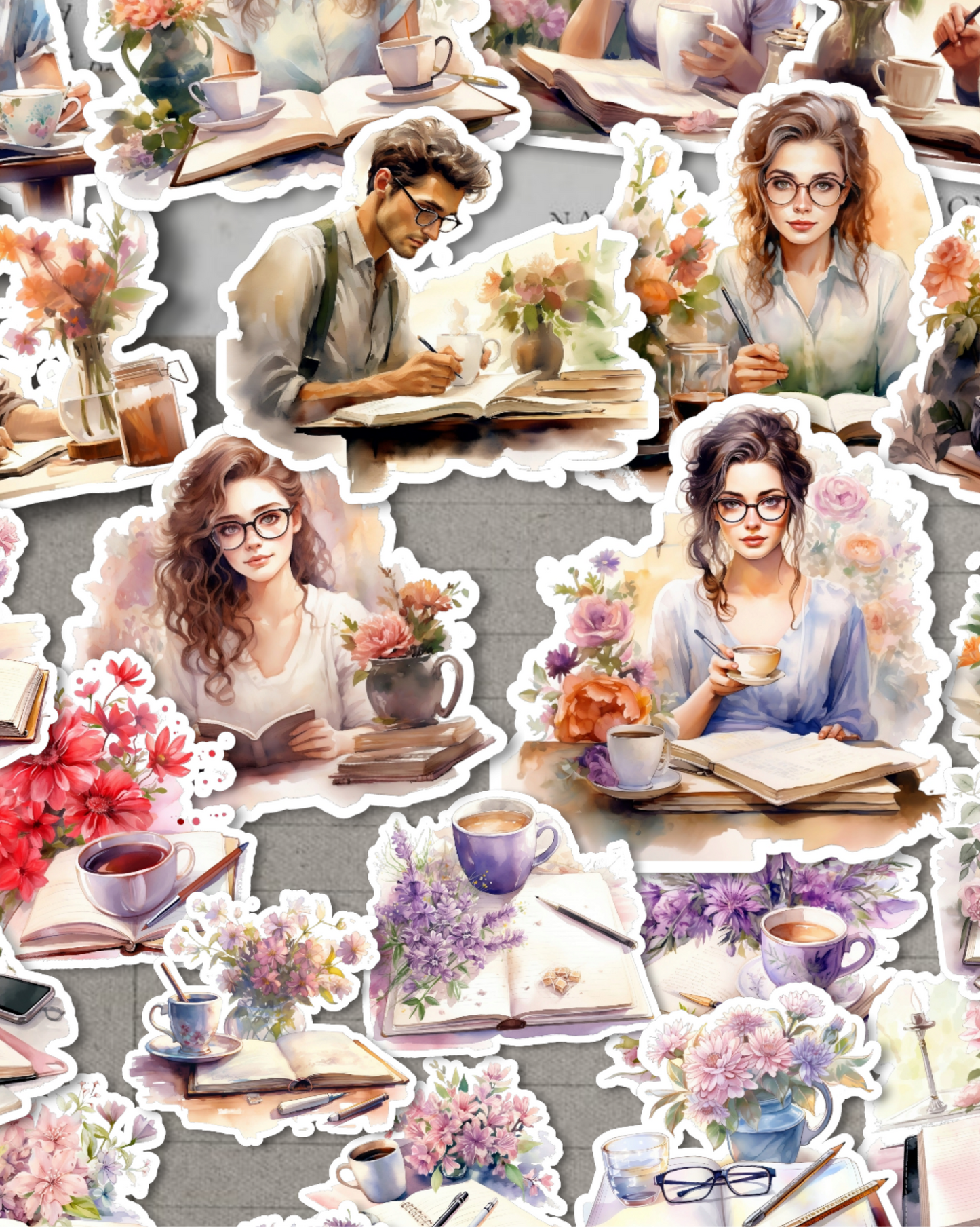 Lot de 25 autocollants lecture et autocollants café pour la journalisation | Scrapbooking | Artisanat | Arts de la main •