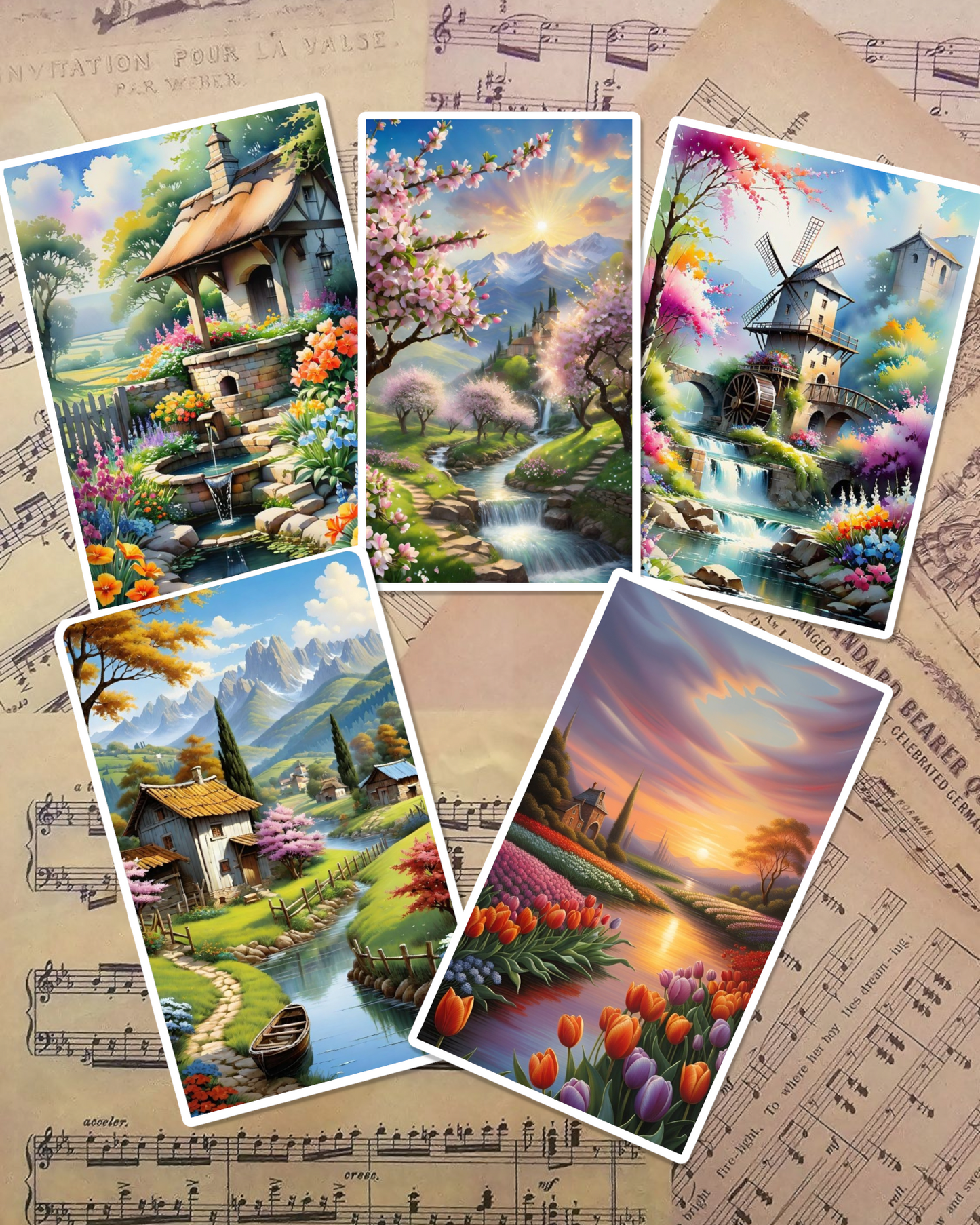 Set of photos Stickers of beautiful natural views for journaling , scrapbooking, Crafts, HandArts.