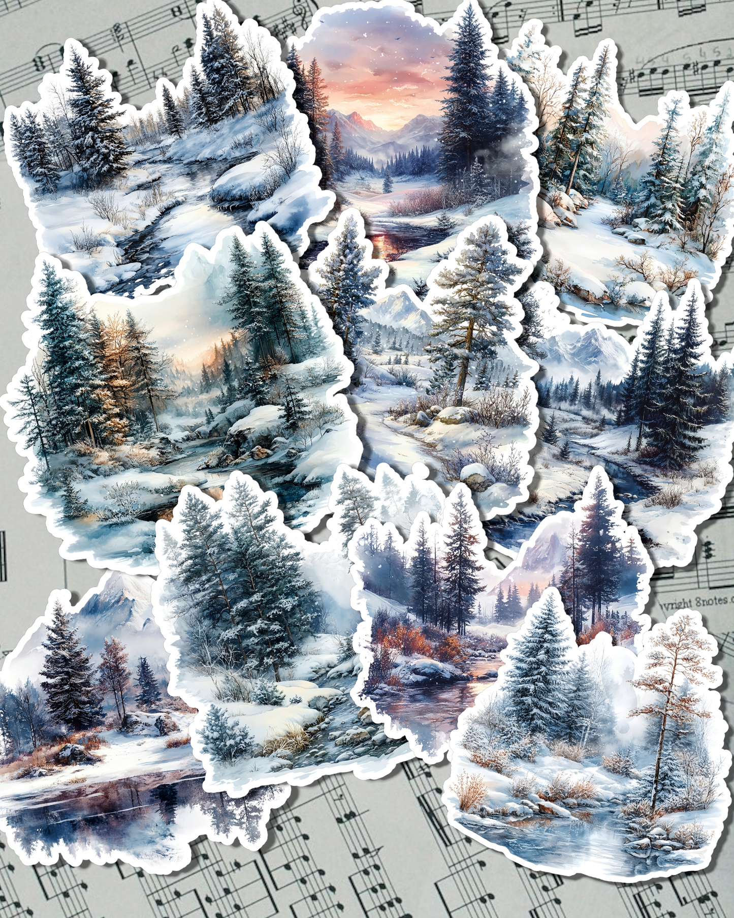 Bundle of Winter ice snowing views for journaling, scrapbooking, Crafts, Cards, Hand Arts•