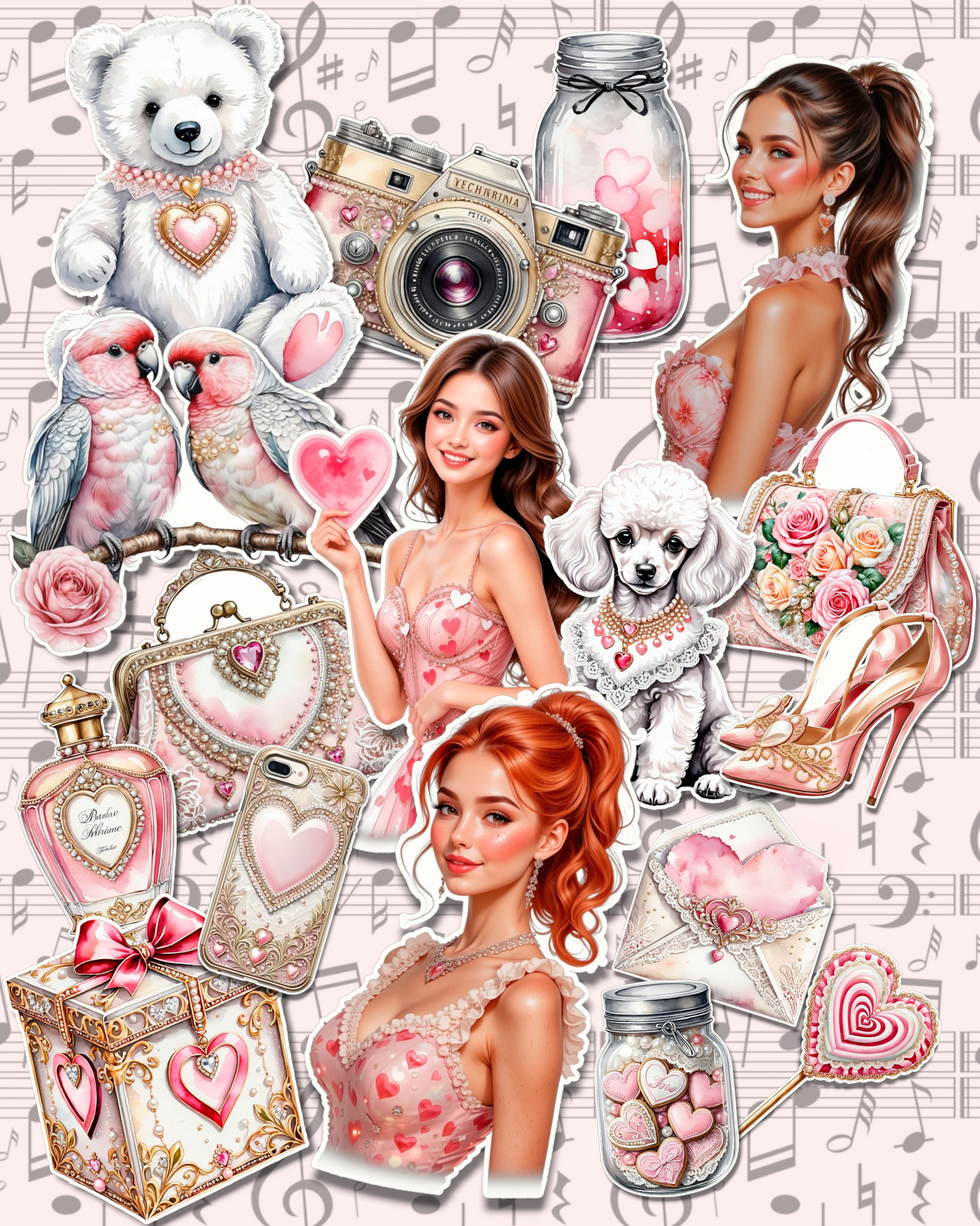 Bundle Cozy valentine girls for journaling | Scrapbooking | Crafts| HandArts •