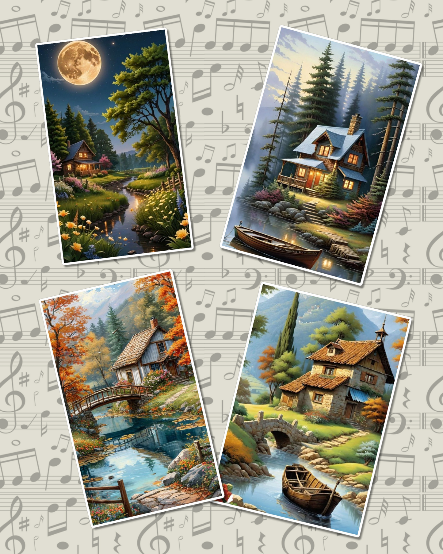Set of photos Stickers of beautiful silent natural views for journaling , scrapbooking, Crafts, HandArts.