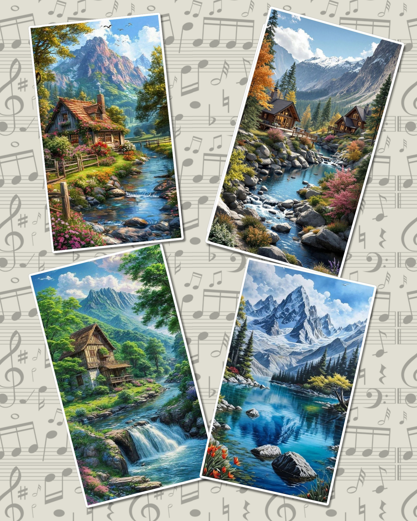 Set of photos Stickers of beautiful silent natural views for journaling , scrapbooking, Crafts, HandArts.