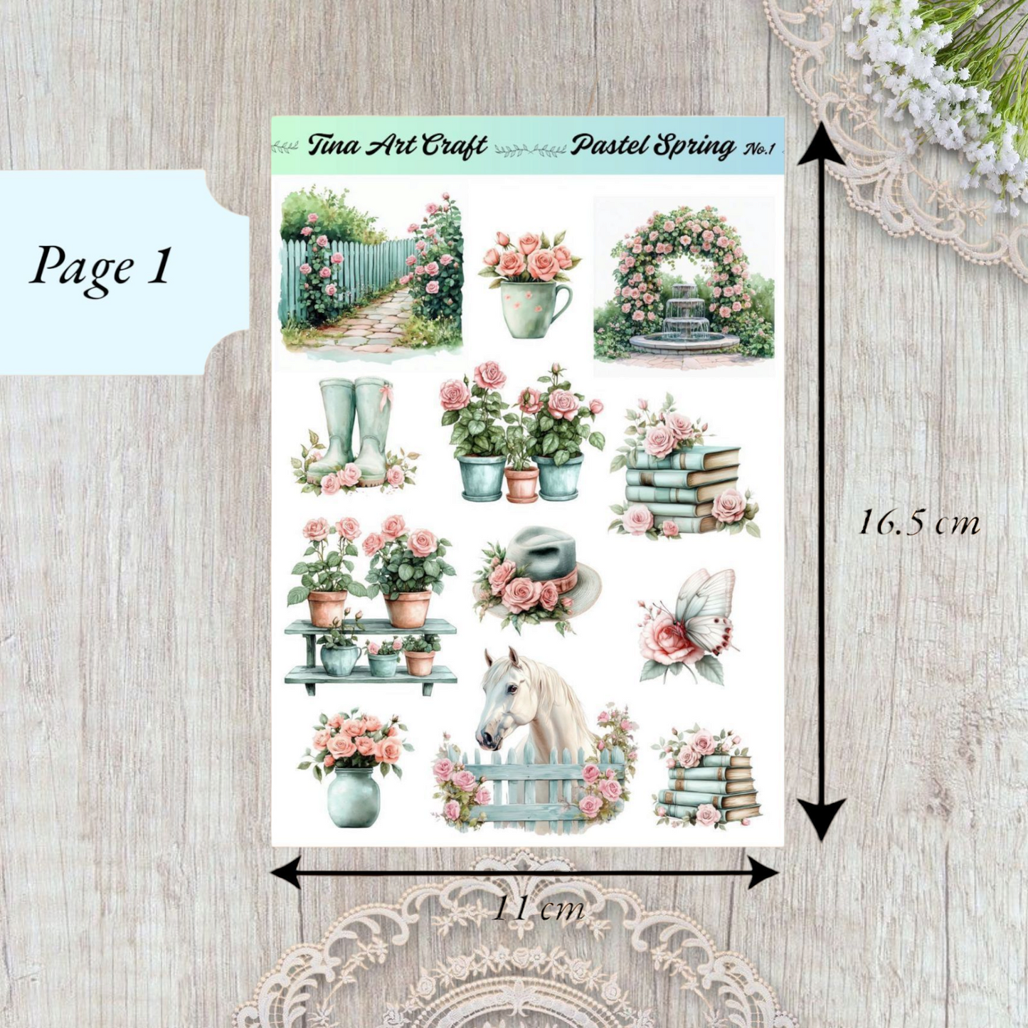 Pastel Spring” Sticker Sheet – 3 Pages of Dreamy Elegance for journaling| Scrapbooking | Crafts| Hand Arts •