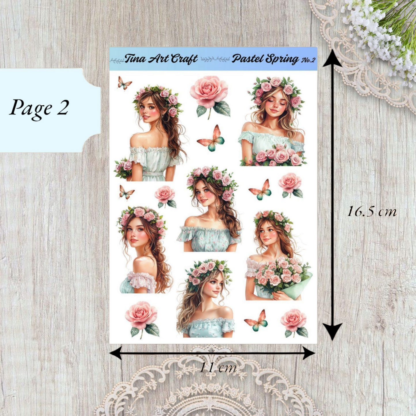 Pastel Spring” Sticker Sheet – 3 Pages of Dreamy Elegance for journaling| Scrapbooking | Crafts| Hand Arts •