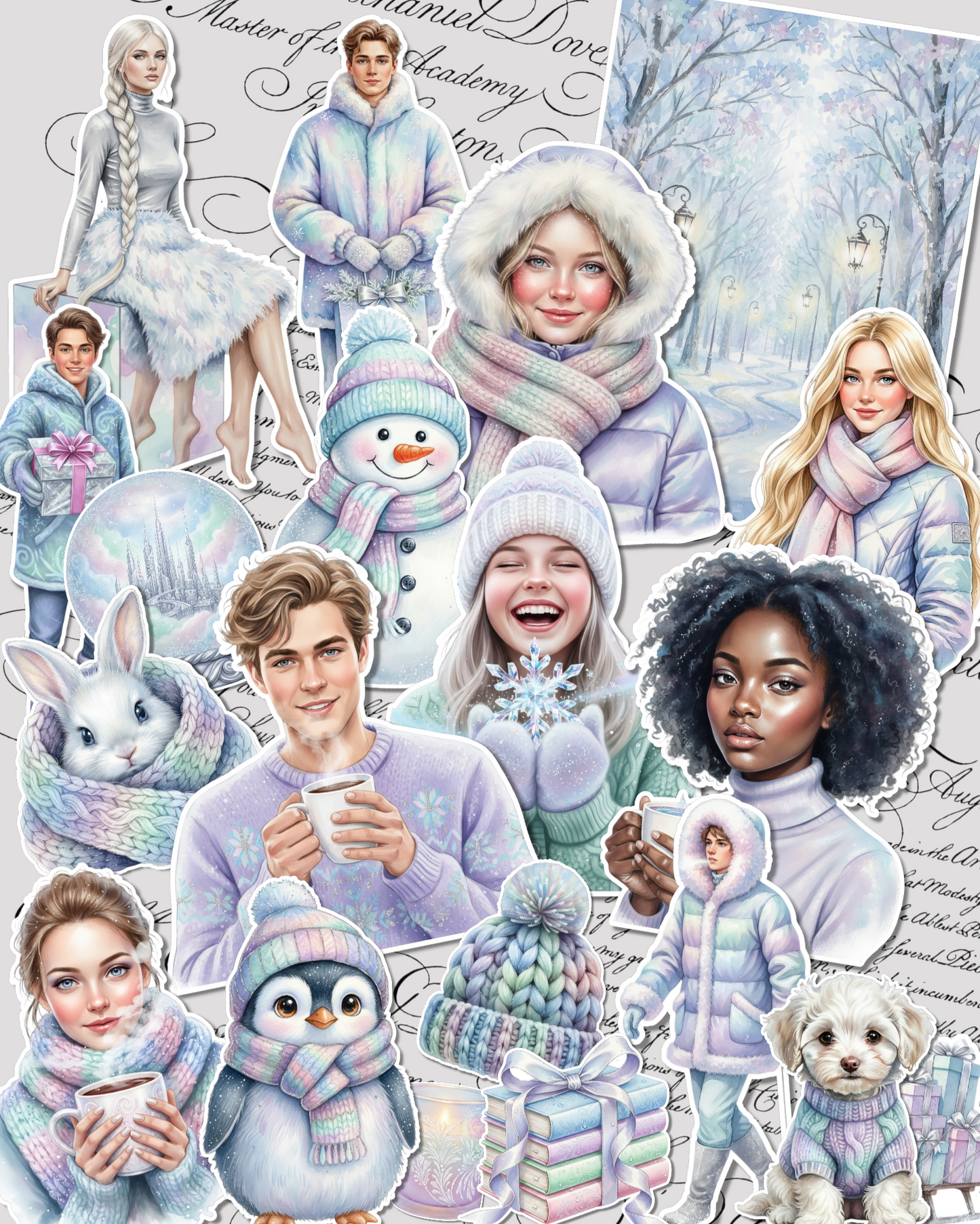 Lot de 17 Cozy pastel Winter Aesthetic Stickers for journaling| Scrapbooking | Crafts| planners •