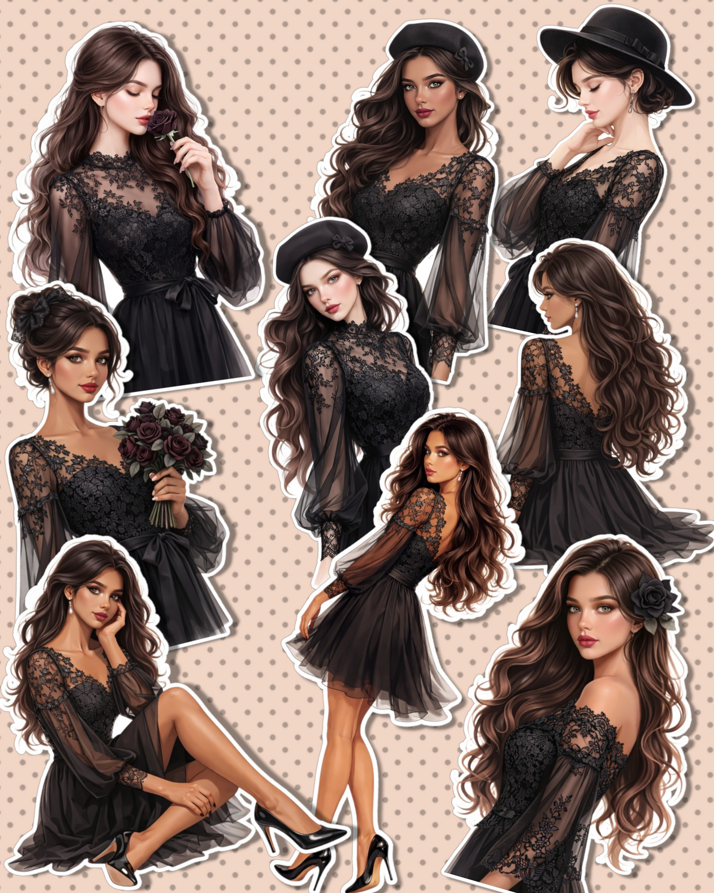 Lot of Classy dentelle dresses girls for journaling, Scrapbooking, Crafts, HandArts•