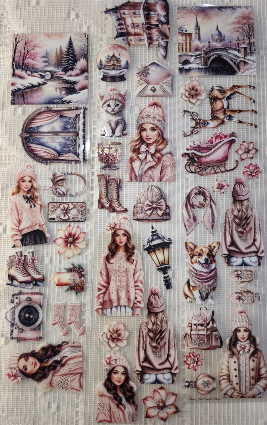 My DESIGN My PET TAPE journaling, Scrapbooking, Crafts , Hand Arts loop 100cm x7cm , Pink Winter