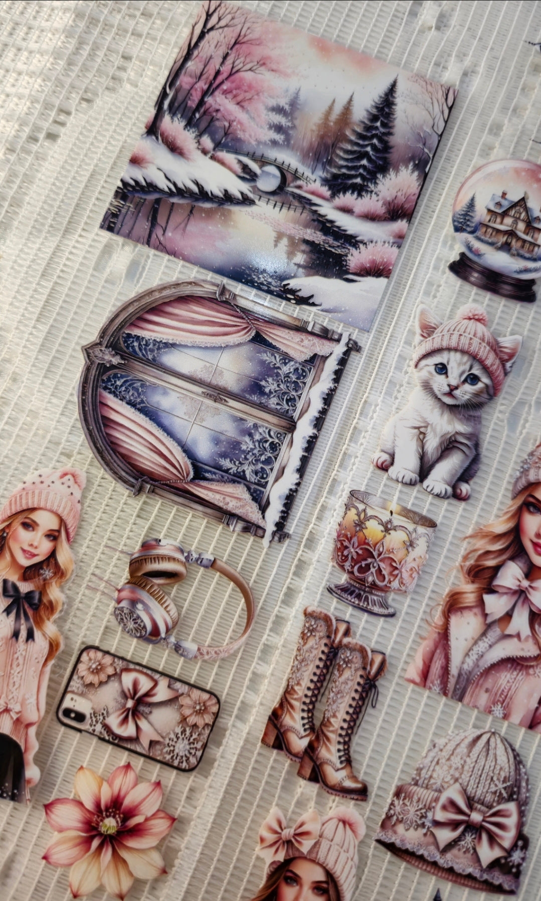 My DESIGN My PET TAPE journaling, Scrapbooking, Crafts , Hand Arts loop 100cm x7cm , Pink Winter