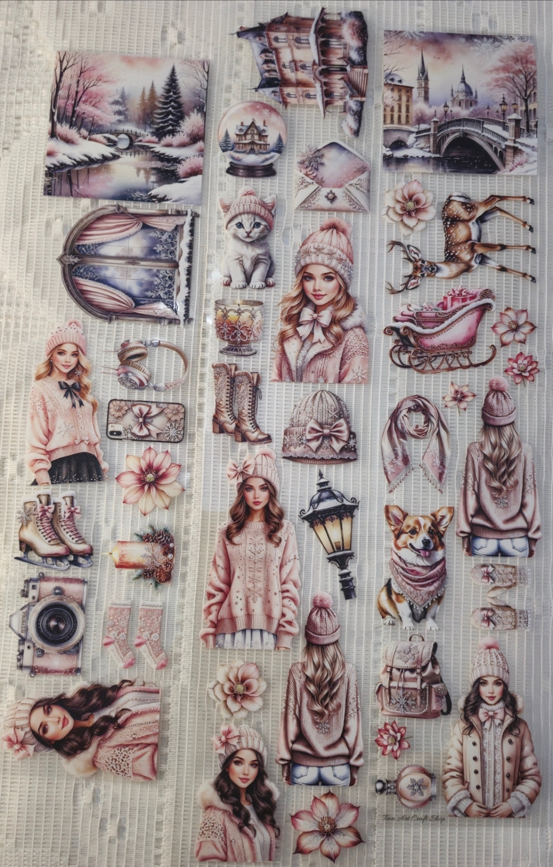 My DESIGN My PET TAPE journaling, Scrapbooking, Crafts , Hand Arts loop 100cm x7cm , Pink Winter