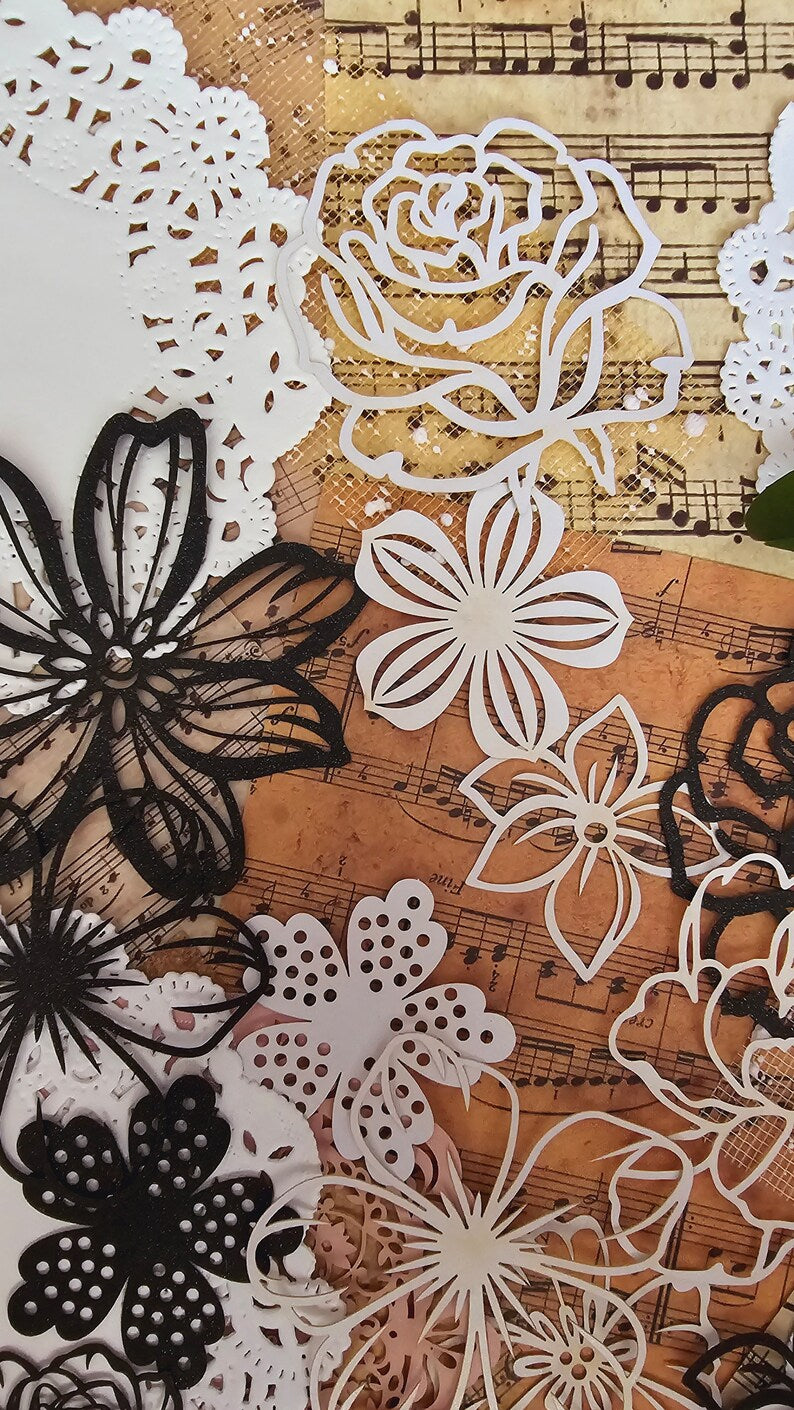 Mix of flowers shining die cuts for journaling, scrapbooking, Crafts, HandArts