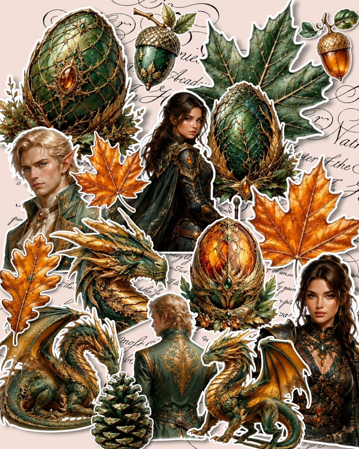 Lot de 17 Enchanted Autumn Dragon Stickers For Journaling | Scrapbooking | Crafts | Planners | Crafts| planners •