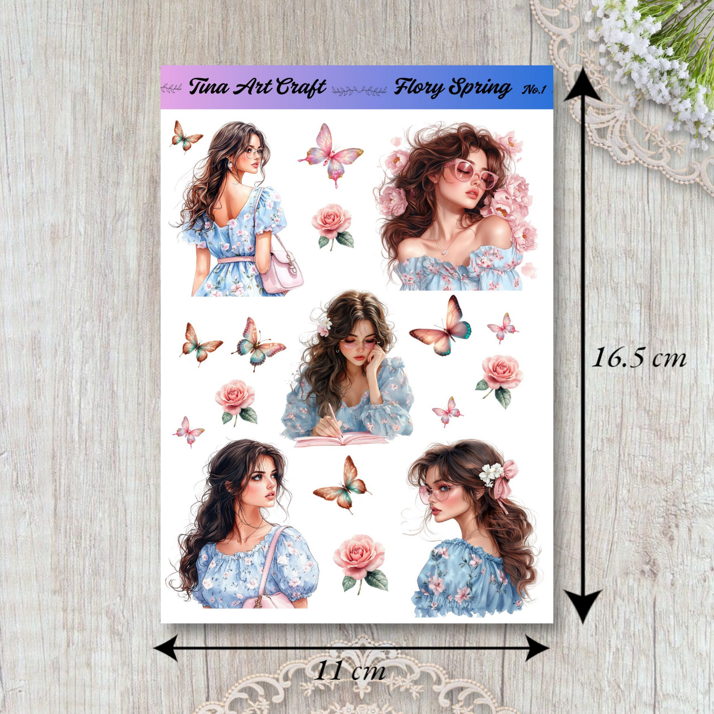 Flory Spring – 3 Sheets of Whimsical Floral Beauty for journaling, Scrapbooking, Crafts, HandArts.