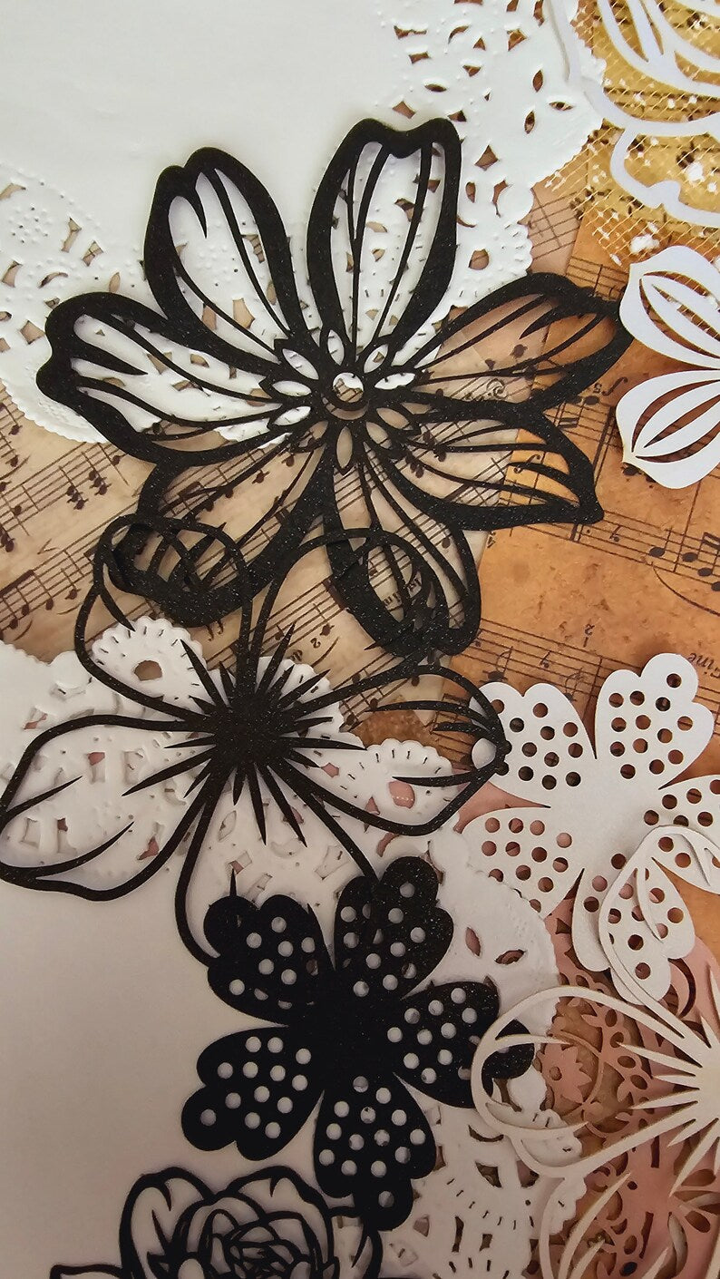 Mix of flowers shining die cuts for journaling, scrapbooking, Crafts, HandArts