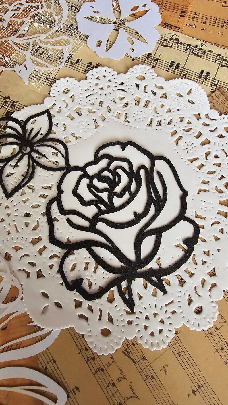 Mix of flowers shining die cuts for journaling, scrapbooking, Crafts, HandArts