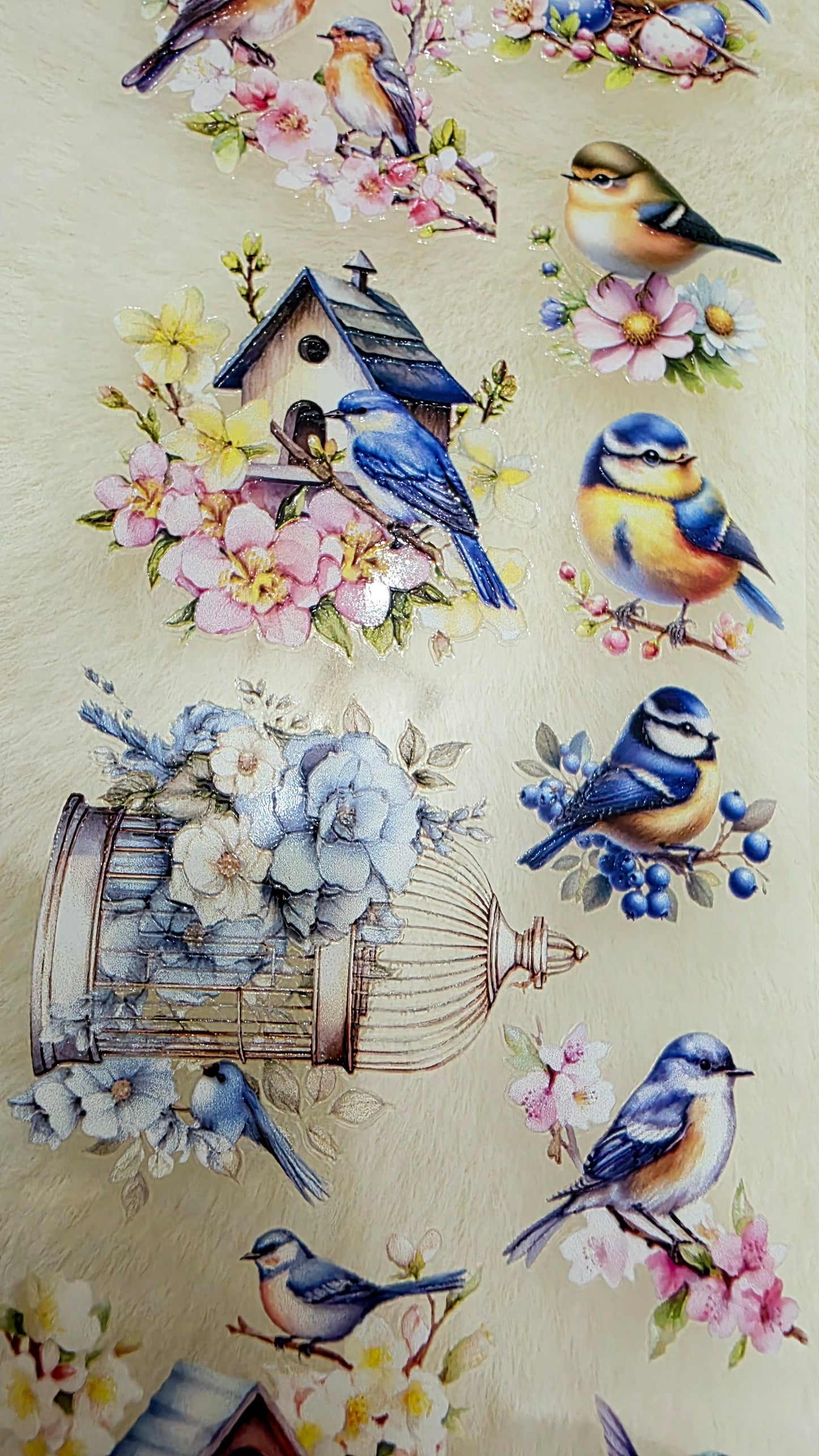 My DESIGN My DESIGN TAPE pour journal, scrapbooking, travaux manuels, boucle d'art à la main 100 cm x7 cm, Colored Birds in crystal ink