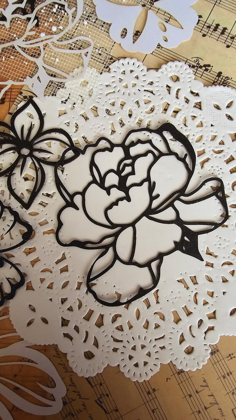 Mix of flowers shining die cuts for journaling, scrapbooking, Crafts, HandArts