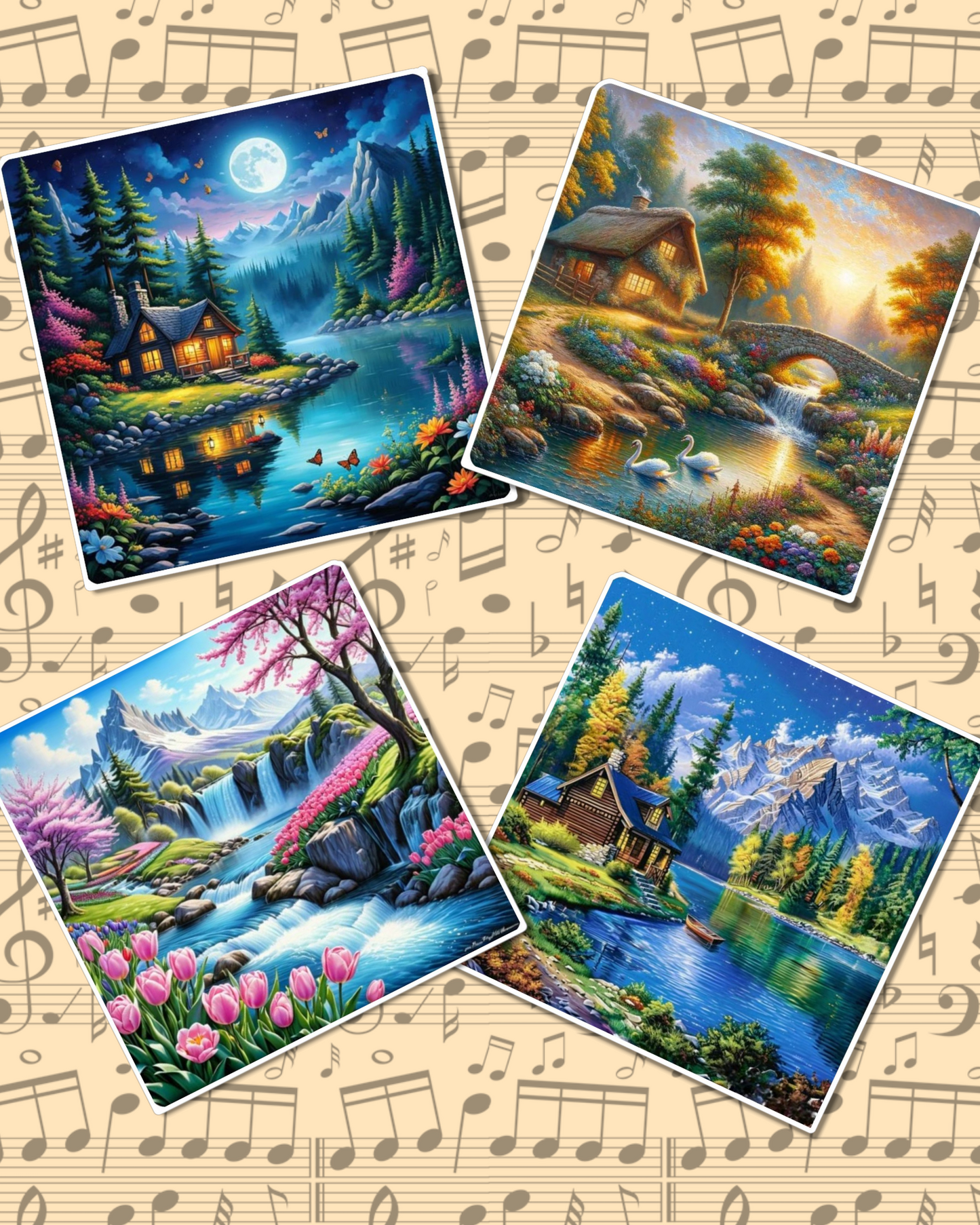Set of photos Stickers of spring calm natural views for journaling , scrapbooking, Crafts, HandArts.