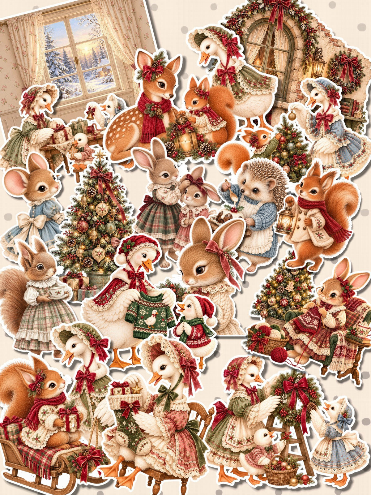 Lot de 17 dreamy Cozy Rabbit Gooses Magic & Christmas Elegance Stickers for journaling| Scrapbooking | Crafts| planners •