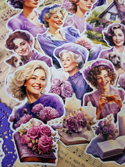 Lot de 17 stickers mauves cottage cosy pour journal | Scrapbooking | Artisanat | Arts de la main •