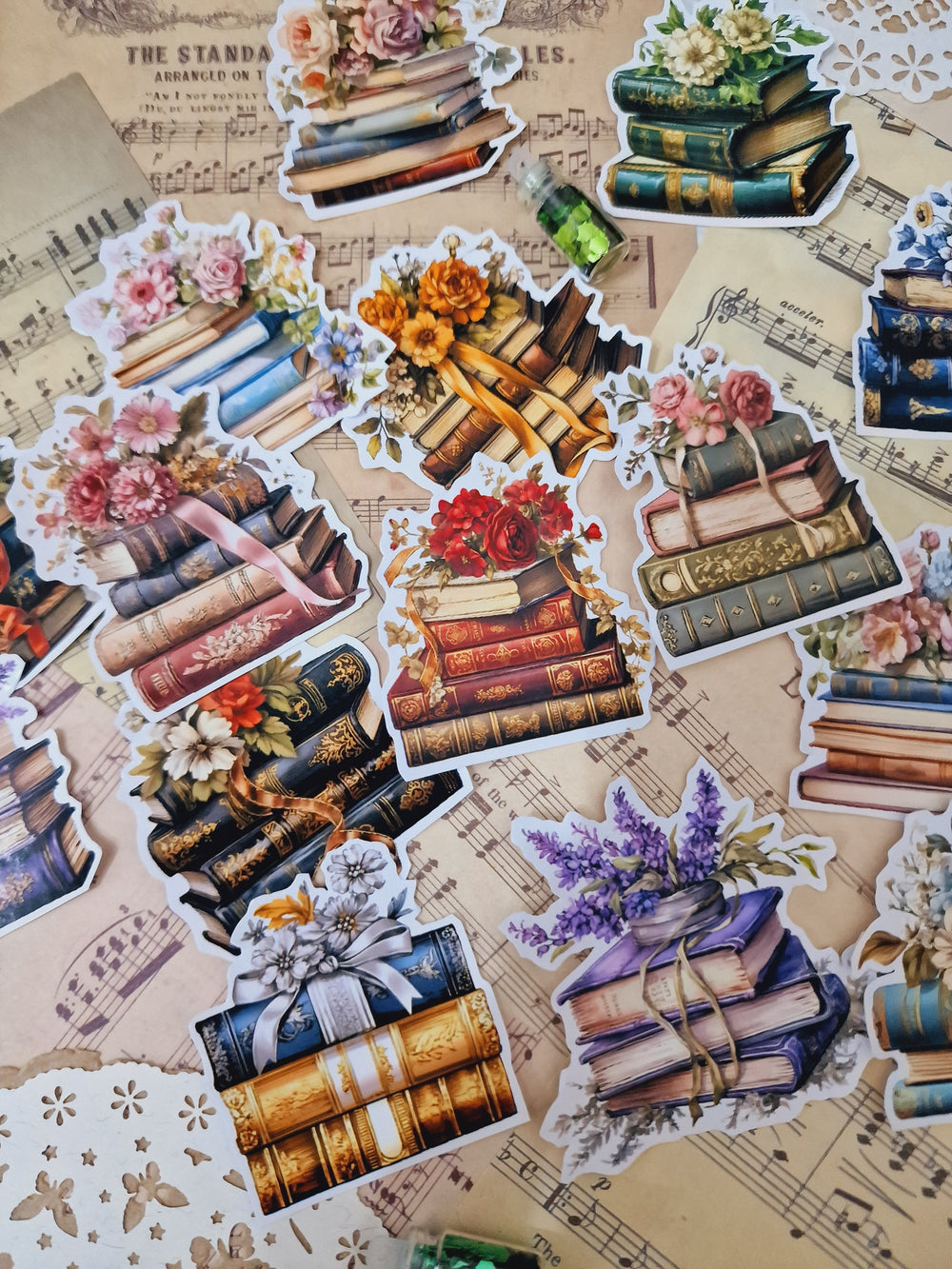 Lot de 15 autocollants Flower Book pour tenir un journal | Cartes | Scrapbooking | Artisanat | Arts de la main •