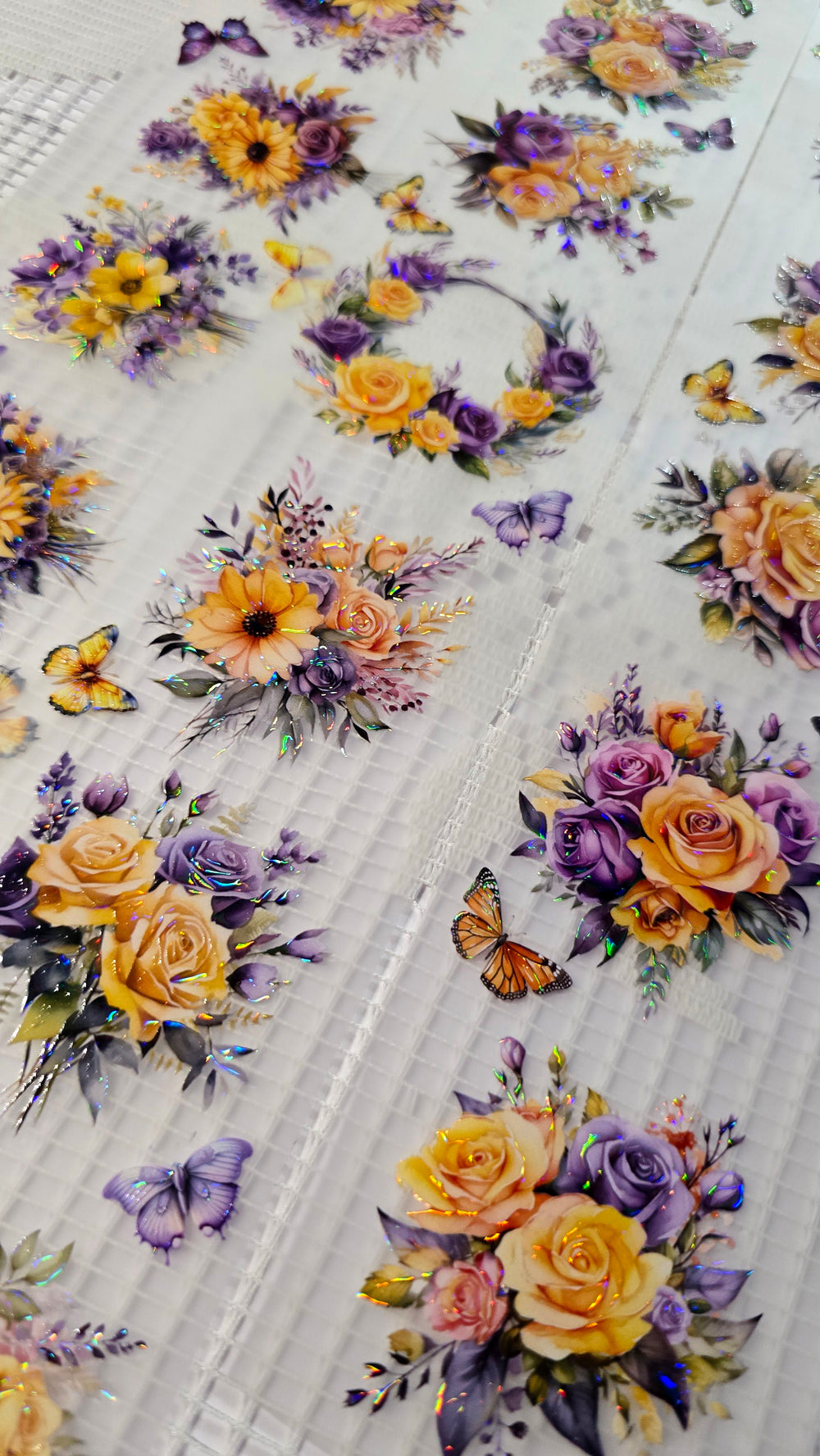 Mon DESIGN My PET TAPE journaling, Scrapbooking, Artisanat, Arts manuels boucle 100Cmx7cm, Fleurs violettes jaune vif