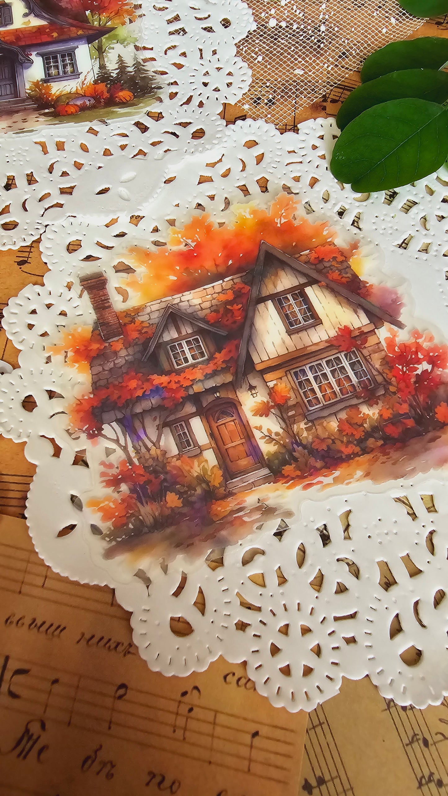 5 stickers scintillants maisons d'automne pour un journal | Scrapbooking | artisanat | Arts de la main •