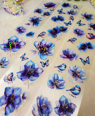 My DESIGN My DESIGN TAPE pour journal, scrapbooking, travaux manuels, boucle d'art à la main 100 cm*7 cm Blue Shining Flowers