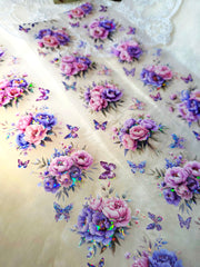 My DESIGN My PET TAPE pour journal, scrapbooking, travaux manuels, boucle d'art à la main 100 cm x7 cm, Shinning Peony Purple flowers