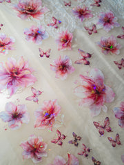 My DESIGN My PET TAPE pour journal, scrapbooking, travaux manuels, boucle d'art à la main 100 cm x7 cm, Shinning pink Cherry Blossom flowers