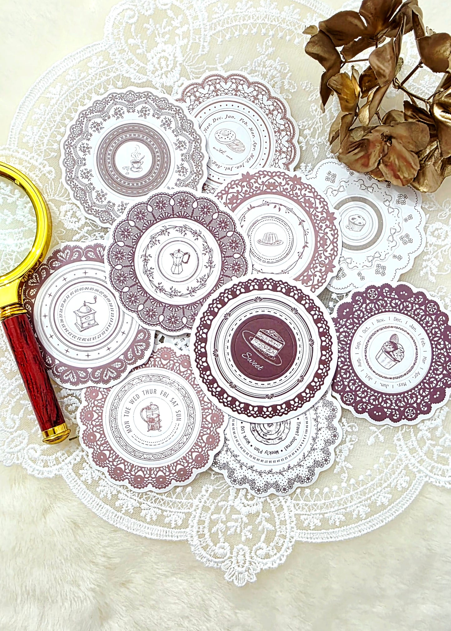 Circle frames Stickers pre cut ,Coffee theme for journaling, scrapbooking, Crafts, HandArts