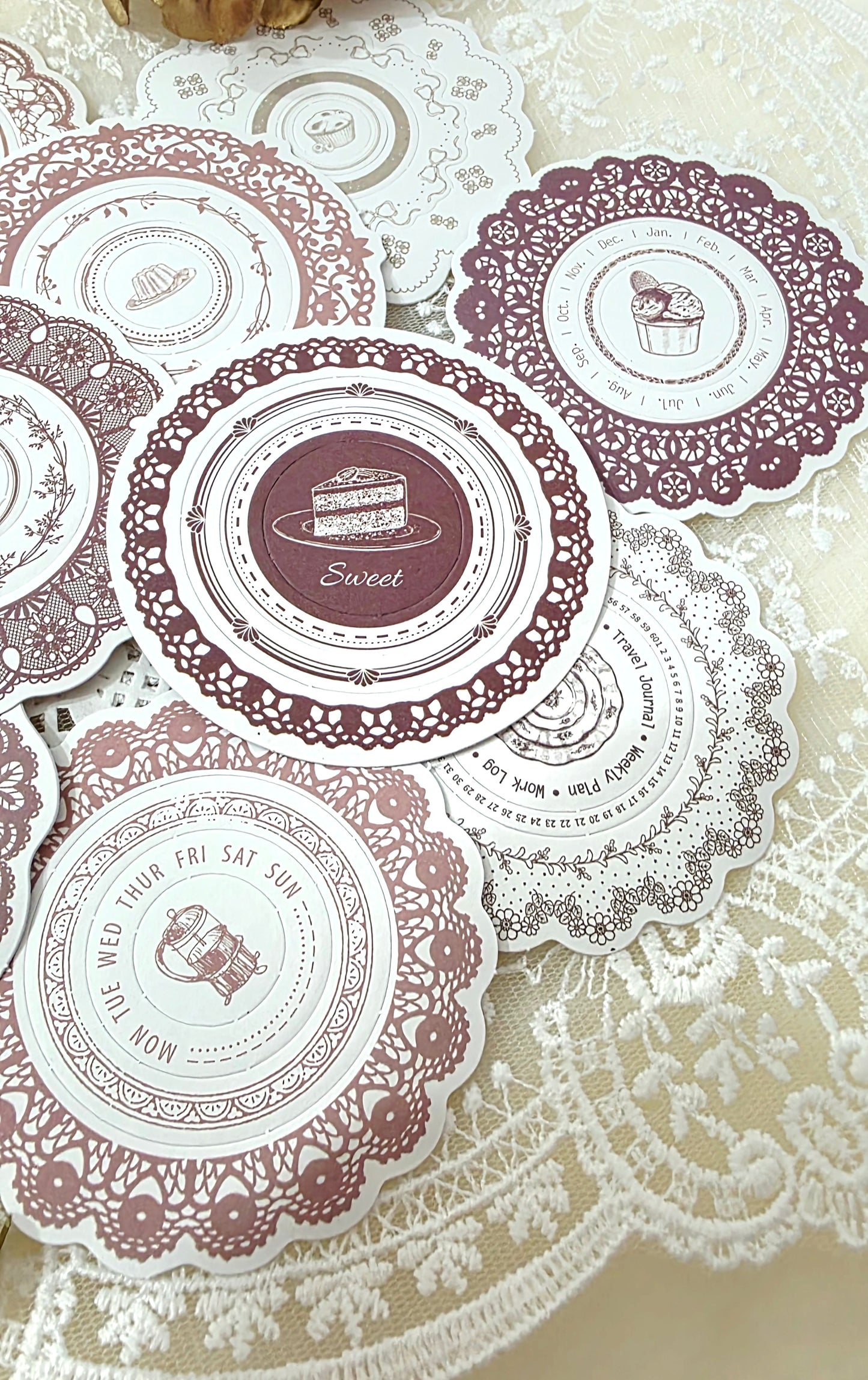 Circle frames Stickers pre cut ,Coffee theme for journaling, scrapbooking, Crafts, HandArts