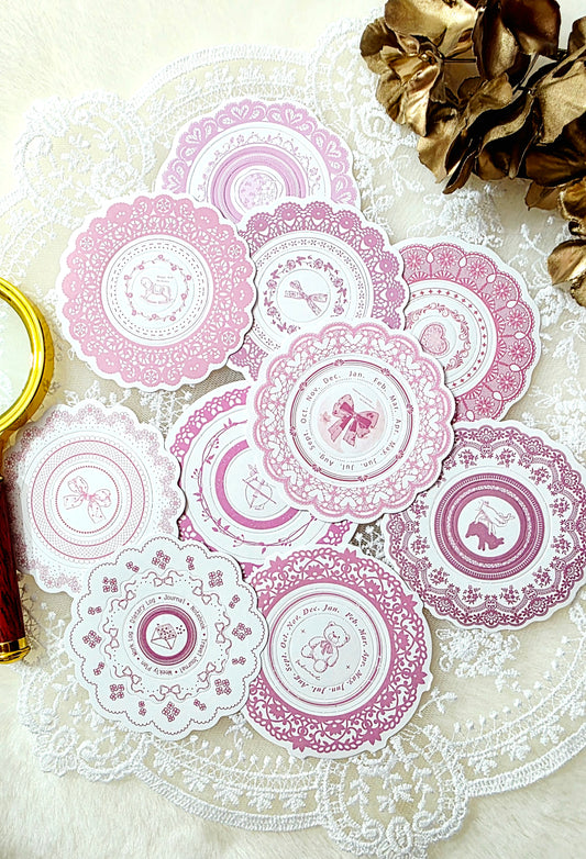 Circle frames Stickers pre cut ,Pink theme for journaling, scrapbooking, Crafts, HandArts