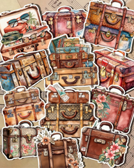 Vintage Bag lot of 12 stickers for Journaling | Scrapbooking | Crafts | Hand Arts •