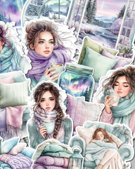 Lot of 14 stickers in northern light life for journaling, Scrapbooking, Crafts, HandArts •