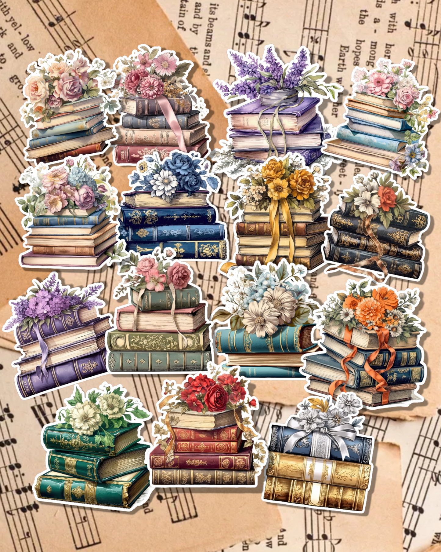 Lot de 15 stickers Flower Book pour tenir un journal | Cartes | Scrapbooking | Artisanat | Arts de la main •
