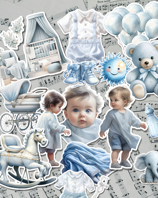 Lot de 15 stickers bébé garçon | Cartes | Scrapbooking | Artisanat | Arts de la main •