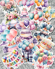Lot de 12 autocollants pour journal Joyeux anniversaire | Scrapbooking | Artisanat | Arts de la main •