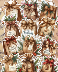 Lot de 12 stickers Vintage cozy present for journaling, Scrapbooking, Crafts, HandArts.