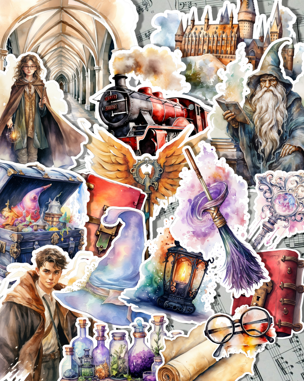 Lot de 17 autocollants Wizard School pour tenir un journal | Scrapbooking | Artisanat| Arts de la main •