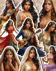 Set of 9 indian girl for journaling| Scrapbooking | Crafts | HandArts •